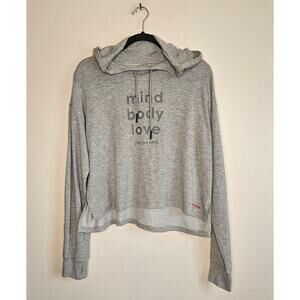 Peace Love World Gray Mind Body Love Hooded Pullover, Sz S
